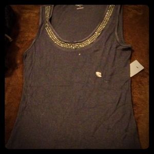 BNWT Express Metal Blue Tank w/Rhinestone Neckline