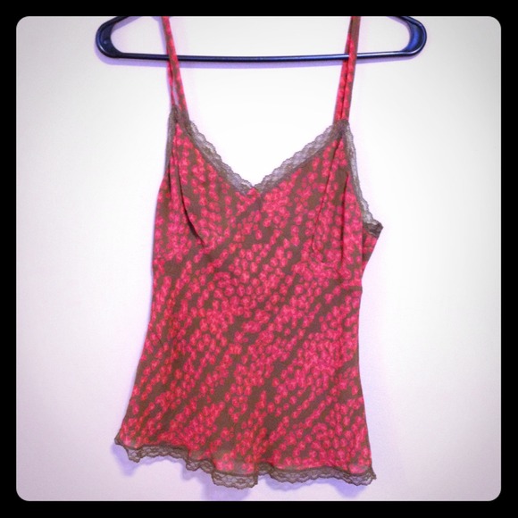 BUNDLED silk brown & red/coral cami fully lined
