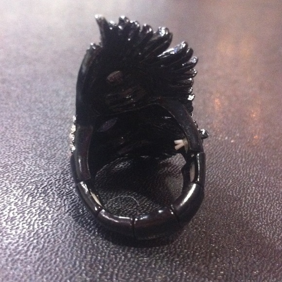 Feather ring with pink and purple rhinestone - Picture 2 of 3