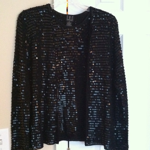INC black sequin sweater set