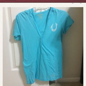 Light Blue True Religion hooded shirt!