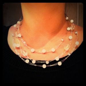 White beaded wire necklace