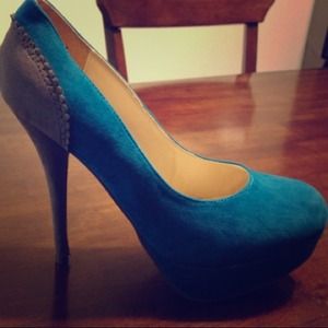 Teal and gray heels