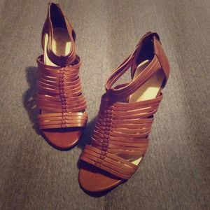 **SOLD**Franco Sarto brown strappy leather heels