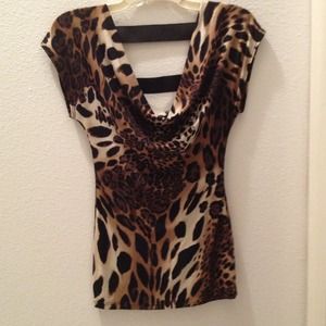 Draped leopard print top