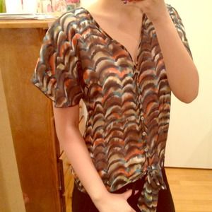 Front tie chiffon top