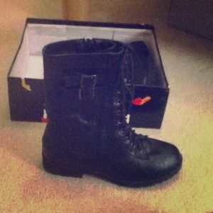 Combat boots.