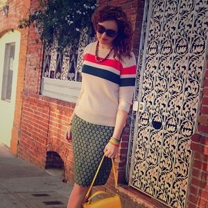 Orange and green striped sweater