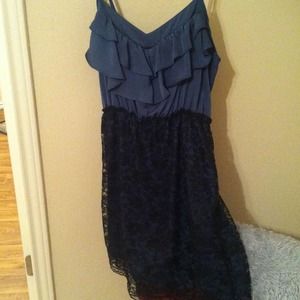 Blue and black laced dress