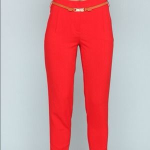 Red ankle pants