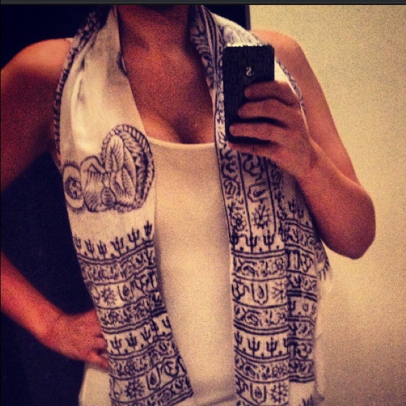 Sold White & purple Buddha scarf