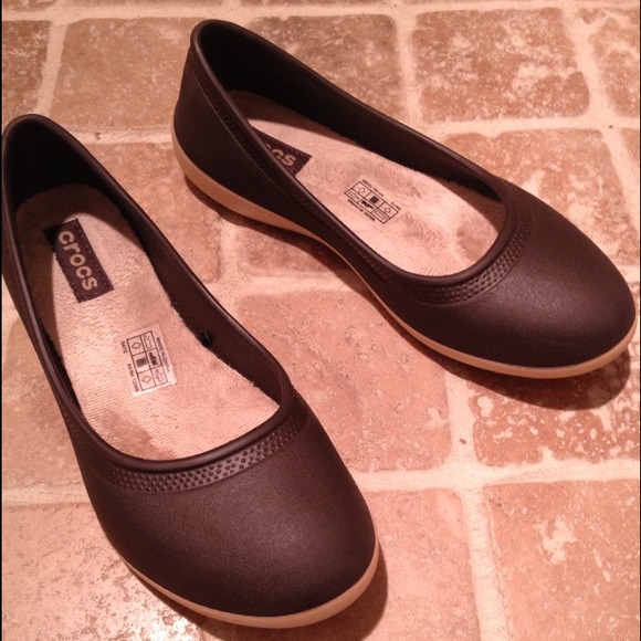 REDUCED Brown & Gold Crocs - worn once!!