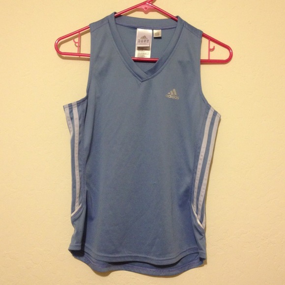 Small Adidas Workout Tank, blue with stripes - Picture 1 of 4
