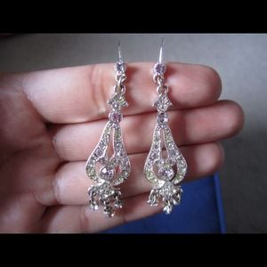 Silver diamond earrings