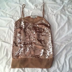 Chiffon and sequin champagne top Adjustable straps