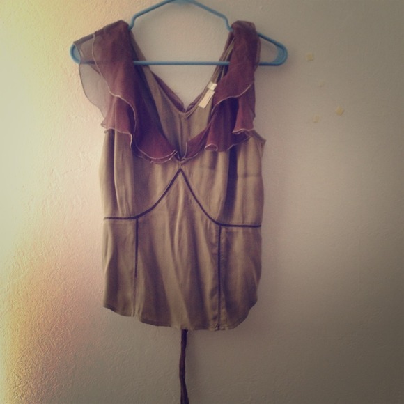 Tank with sheer ruffles and corset tie up in back - Picture 1 of 2