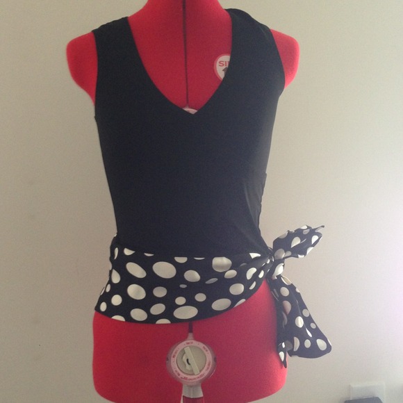 Bebe Polka Dot Tie Top - Picture 2 of 4