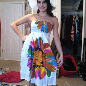 Strapless flower summer dress