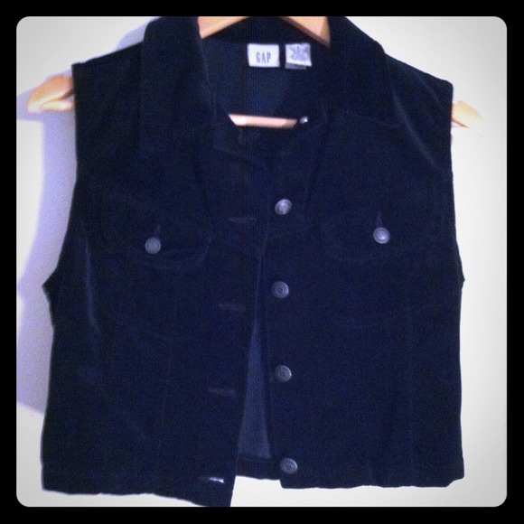 Gap black velvet vest size S
