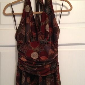 Reduced!  Retro print Jones New York Halter Dress