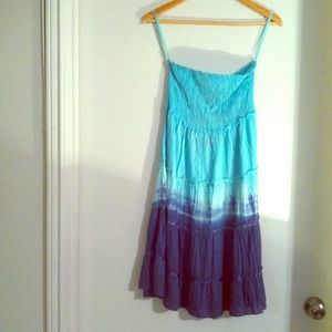 Aqua and navy blue sundress. Size L