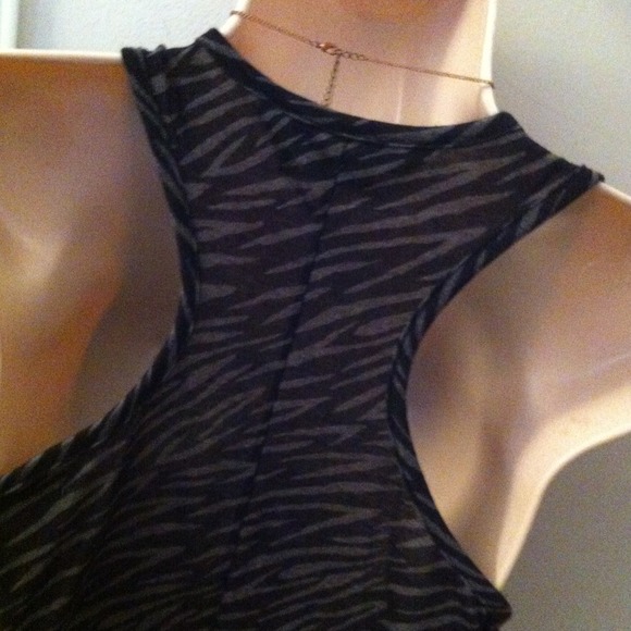 Black Zebra Print Racerback Top - Picture 2 of 2