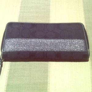 Authentic Black Signature Fabric Accordion Wallet