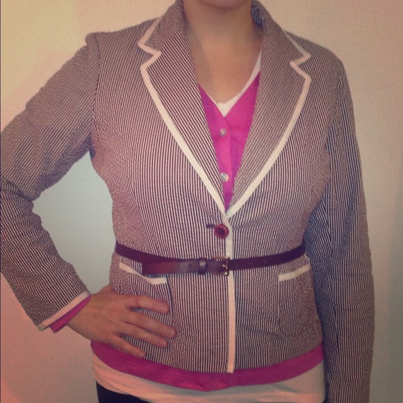Brown pinstriped blazer