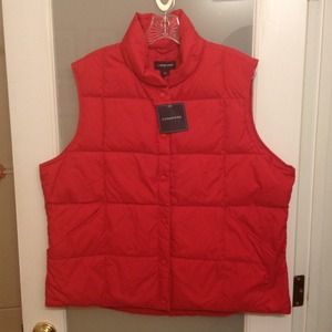 Red Lands' End Down Puffer Vest, size XL