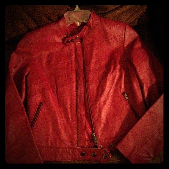Red classic motorcycle jacket (never worn!)