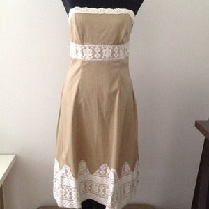 Khaki and White strapless sundress