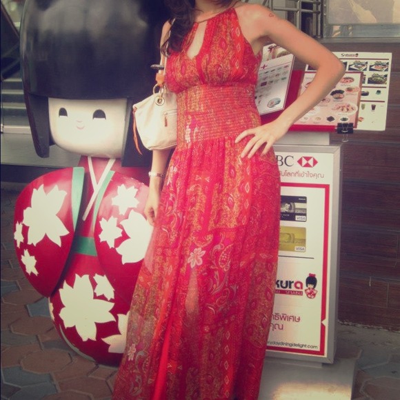 Red floral dress