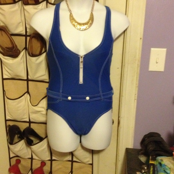 SEXY royal blue one piece swim suit size L(12-14)