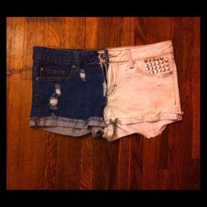 Studded denim shorts