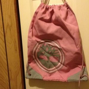 ◆◆ Timberland pink/grey drawstring backpack.