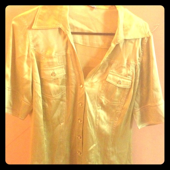 Cache apple green silk blouse