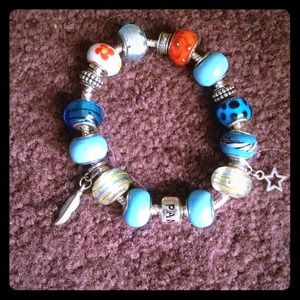 Pandora style Snap bracelet with Dangles