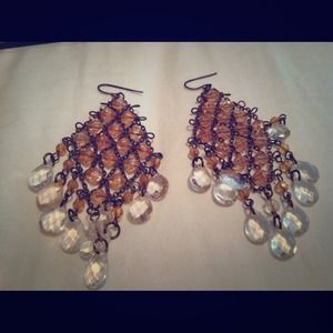 Light orange and bronze droop earrings