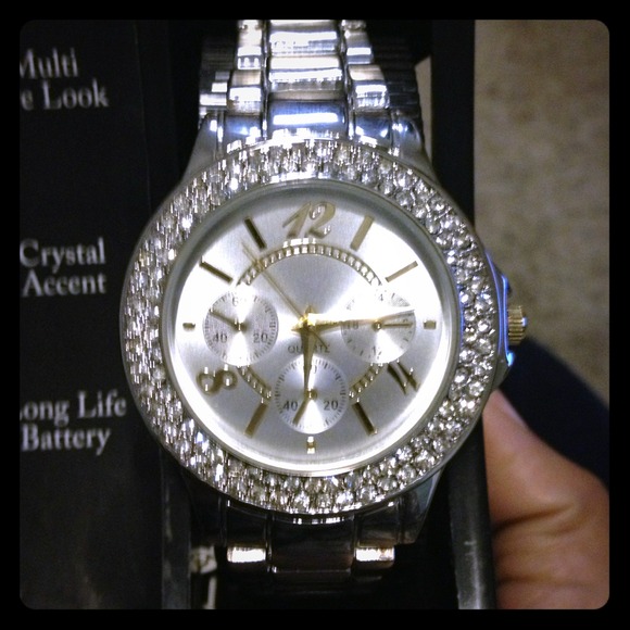 Beautiful silver watch with gold accents