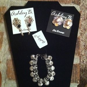 Bundle! Clip on fashion earrings and bracelet!