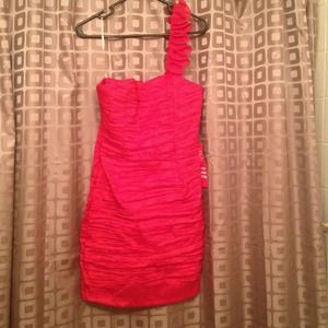 HOLD!!! Red one shoulder ruched dress size 14