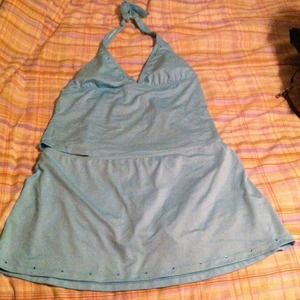 Light blue bathing suit tankini & skirted bottom