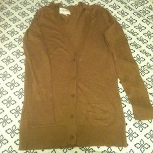 brown cardigan sweater .