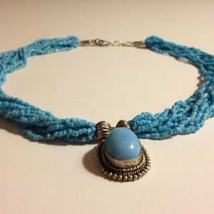 Sterling silver torquoise necklace, small beads