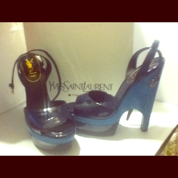 SOLD YSL blue cassyopee high heel sandal shoes 8.5