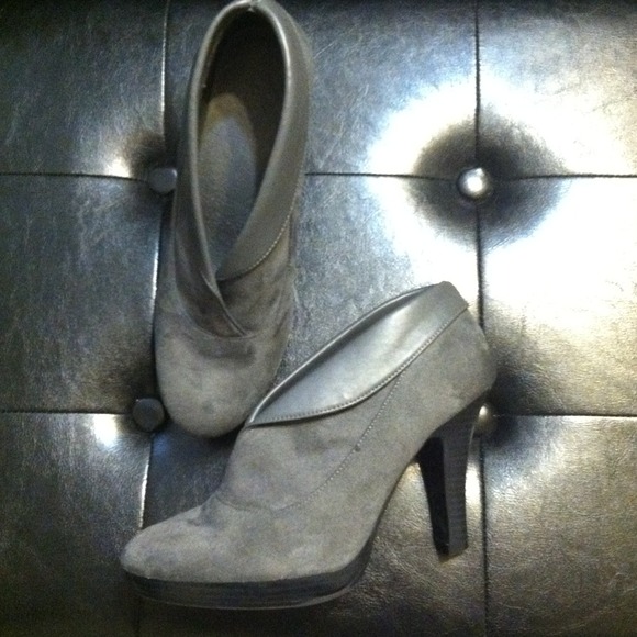 Gray suede ankle booties