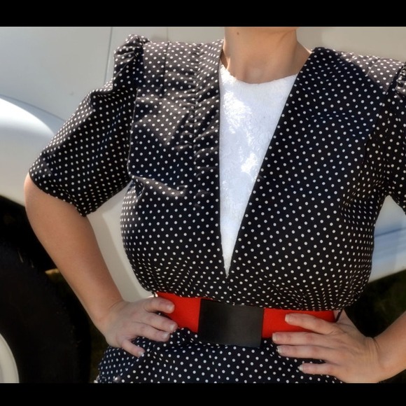 🎉SOLD🎉Vintage Polka Dot Peplum Dress Ensemble - Picture 4 of 4