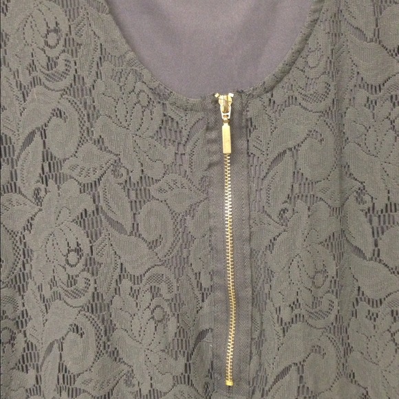 Grey, lace, drop-back dress!