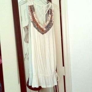 Long white Cami & djustable string tied into a bow