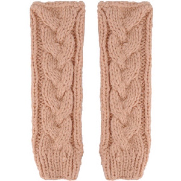 Accessories - Peach Cable Knit Fingerless Gloves